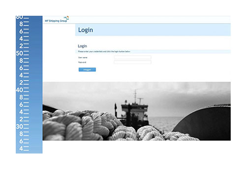 MF shipping login scherm